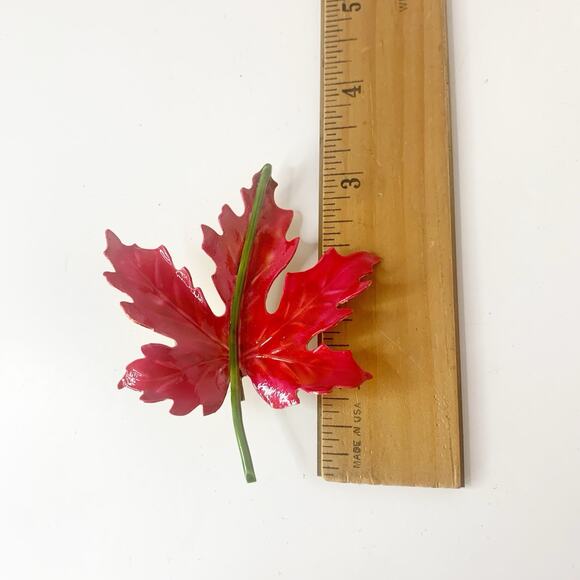 Vintage Original By Robert Red Maple Leaf Pin Brooch Enamel 3 Inch - Picture 4 of 5